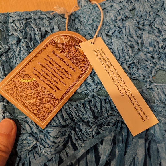 Bright Blue Taffeta Tote Bag - Picture 9 of 10